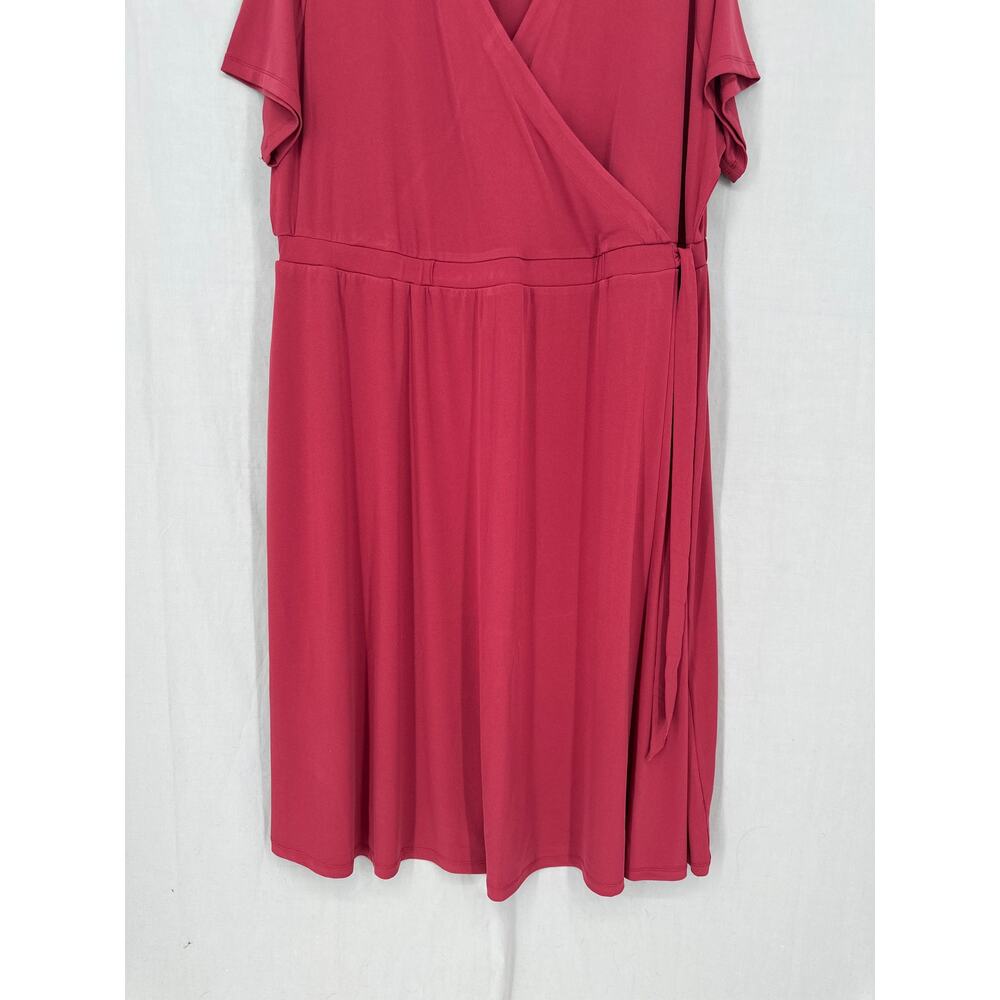Lane Bryant Dress 22 24 Red Knee Length V Neck Office Capsule Stretch - Picture 6 of 8